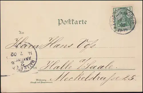 Humor-AK Gruss de Leipzig, du Mont Scherbelio, LEIPZIG-GOHLIS 14.1.1902