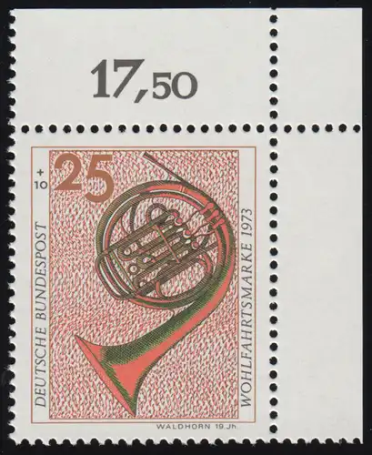 782 Instruments de musique de bien-être 25+10 Pf Waldhorn ** coin o.r.