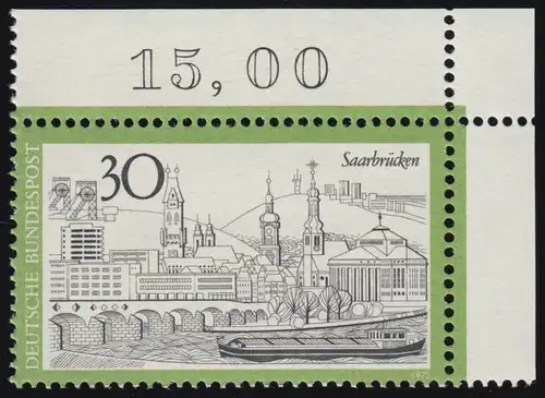 787 Tourisme 30 Pf Sarrebruck ** Coin o.r.