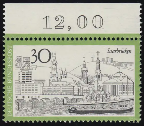 787 Fremdenverkehr 30 Pf Saarbrücken ** Oberrand