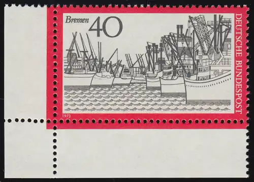 789 Tourisme 40 Pf Port de Bremer ** Coin et l.