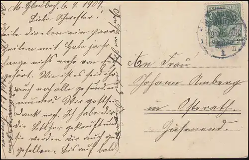 AK Mönchen-Gladbach en 1642, cachet approprié M.GLADBACH 7.9.1909