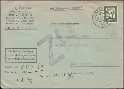 362 sur lettre EF Tampon à - Assigner avec l'indication du temps! QUATRE 25.9.64