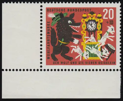 410 Wohlfahrt Grimm 20+10 Pf Sieben Geißlein ** Ecke u.l. Zähnung dg-0