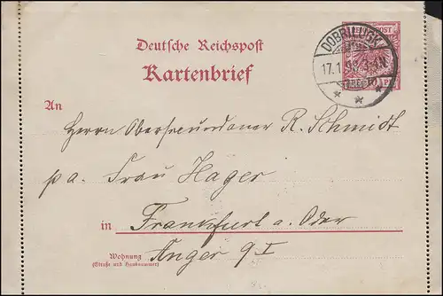 Kartenbrief 10 P. Adler im Kreis, DOBRILUGK 17.1.98 nach FRANKFURT/ODER 17.1.98
