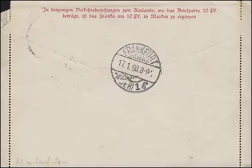 Lettre de carte 10 P. Adler en cercle, DOBRILUGK 17.1.98 après FRANKFURT/OU 17.01.98