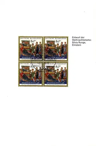 MinKa Noël 1988 avec Bund 1396 Quaderblock, SSt Cielsthür 1.12.1988