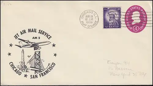 Sonderflug JET AIR MAIL SERVICE AM-2 CHICAGO-SAN FRANCISCO Chicago 21.8.1959