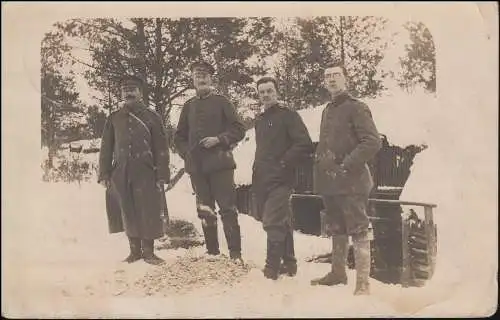 Poste de terrain sur la carte de vue photo soldats dans la neige, GERSWEILER 8.3.1917