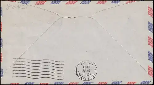 Premier vol FIRST FLIGHT AM-86 à partir de Portage/Wisconsin 1.5.1948 à Duluth/Minn 1.5