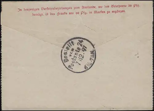 Cartes de Bavière K 1, point 10 Pf. SEEFELD 6.12.97 selon BERLIN 7.12.1997