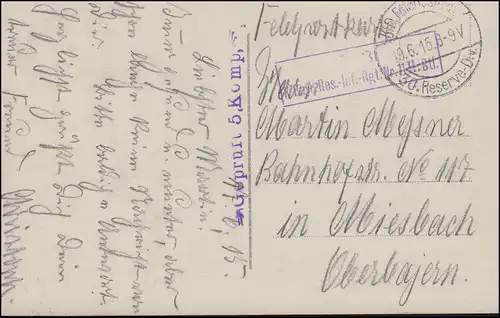 AK Das Nachtgefecht in Mülhausen am 9.8.1914, FELDPOST 30. Res-Div. 19.6.1915  