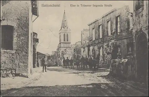 Ansichtskarte Hattonchatel - Eine in Trümmern liegende Stadt, FELDPOST 3.6.1915