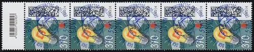 3715 Leuchtmarke 370 Cent aus 100er, 5er-Streifen mit Codierfeld, ESSt Bonn