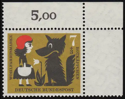 340 Wohlfahrt Grimm 7+3 Pf Rotkäppchen ** Ecke o.r. Zähnung dg-dg