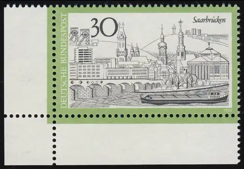 787 Tourisme 30 Pf Sarrebruck ** Coin et l.