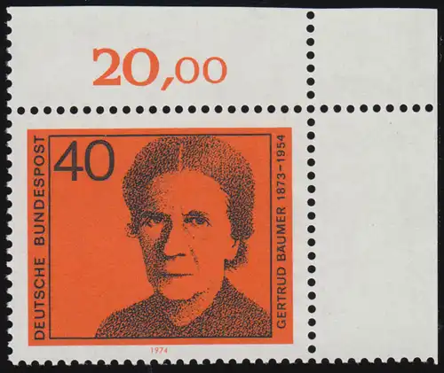 793 Femmes allemandes 40 Pf Gertrud Baumer ** Coin o.r.
