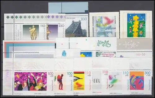 2087-2155 Bund-Jahrgang 2000 Ecken oben links komplett, postfrisch **