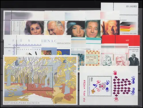 2087-2155 Bund-Jahrgang 2000 Ecken oben links komplett, postfrisch **