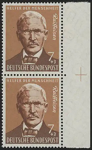 297 Landwirtschaft 7+3 Pf ** Passerkreuz, Paar rechts 1 Zähnungsloch