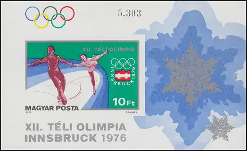Bloc 116B Jeux olympiques d'hiver Innsbruck 1975, bloc non-denté **