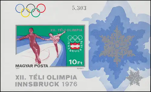 Block 116B Olympia Winterspiele Innsbruck 1975, Block ungezähnt **