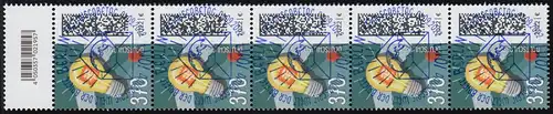 3715 Leuchtmarke 370 Cent aus 100er, 5er-Streifen mit Codierfeld, ESSt Berlin