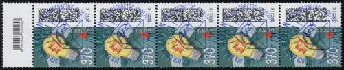 3715 Leuchtmarke 370 Cent aus 100er, 5er-Streifen mit Codierfeld, ESSt Berlin