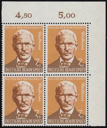 297 Landwirtschaft 7+3 Pf Raiffeisen ** Eck-Vbl o.r. Zähnung 1-0