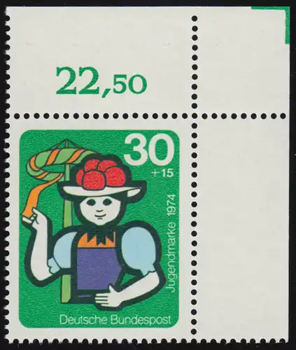 801 Travail des jeunes 30+15 Pf Folklore ** Coin o.r.