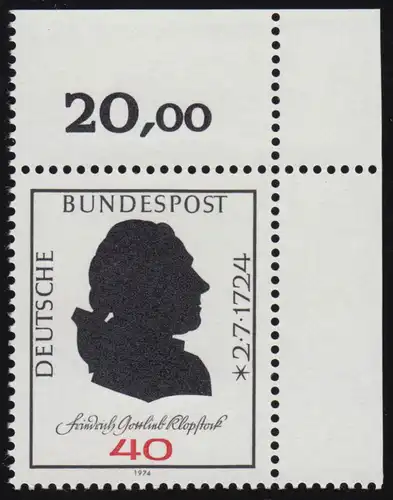 809 Friedrich Gottlieb Klopstock ** Ecke o.r.