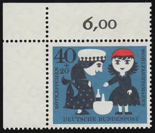 343 Wohn Grimm 40+20 Pf Coffre rouge ** coin o.l. Dg-7