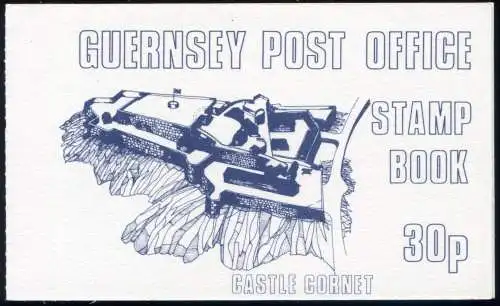 Guernsey Markenheftchen 7 Münzen Heftchenblatt 7 Castle Cornet blau 1980, **