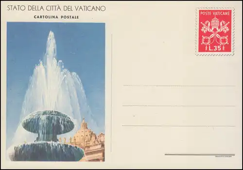 Carte postale 11/01 Armoiries 35 L. Fontaine sur la St. Petersplatz 1950, **