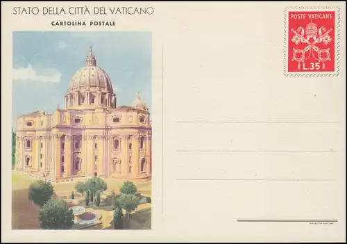 Postkarte 11/02 Wappen 35 L. Kuppel des St. Petersdoms 1950, **