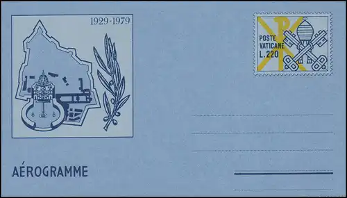 Lettre postale légère 17 Écossais papaux 50 ans État du Vatican 1929-1979, **
