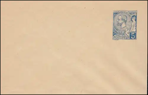 Monaco Enveloppe 4A Prince Albert I. 5 cent. 116x76 mm, frais de port ** / MNH