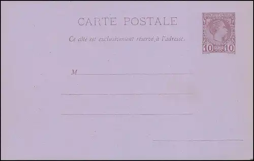 Monaco Carte postale 3 Prince Charles III 10 cent., Carton violet/blanc, ** / MNH