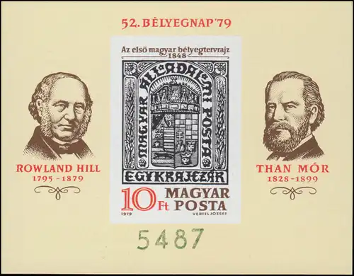 Block 138B Tag der Briefmarke: Rowland Hill und Than Mor 1979, ungezähnt **