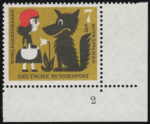340 Wohlfahrt Grimm 7+3 Pf Rotkäppchen ** FN2 Zähnung 8-1