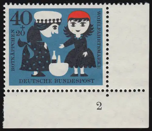 343 Wohlfahrt Grimm 40+20 Pf Rotkäppchen ** FN2 Zähnung 8-1