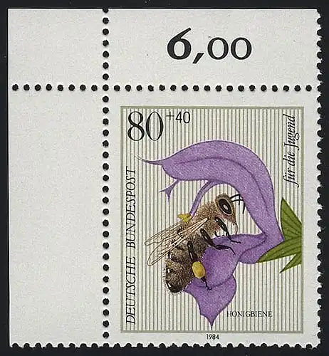 1204 Abeille de miel jeune 80+40 Pf ** coin o.l.