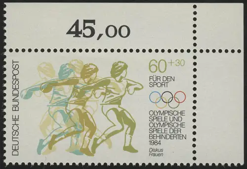 1206 Olympische Sommerspiele 60+30 Pf ** Ecke o.r.
