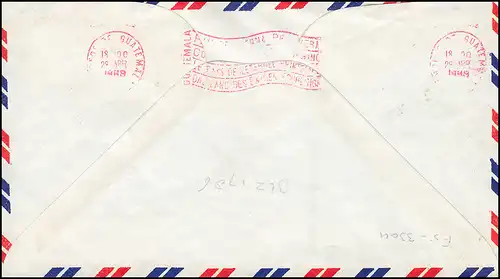 Premier vol FIRST DIRECT SERVICE New York 27.4.1969 vers Guatemala 28.4.