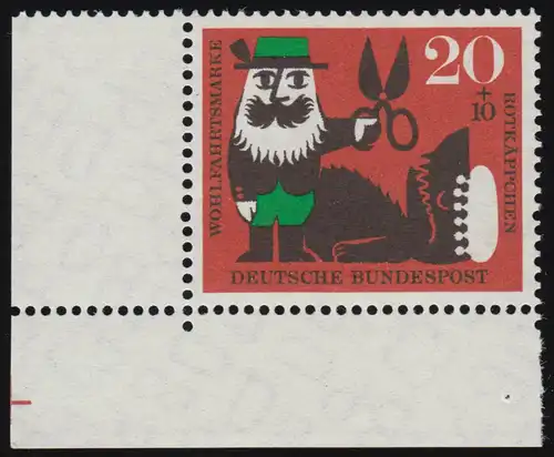 342 Wohlfahrt Grimm 20+10 Pf Rotkäppchen ** Ecke u.l. Zähnung dg-1+