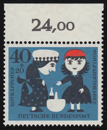 343 Wohn Grimm 40+20 Pf Lappy rouge ** Haut 7 trous