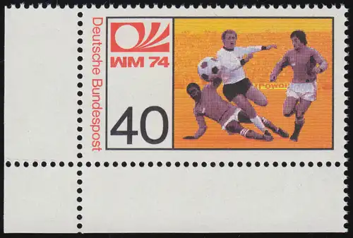 812 Coupe du monde de football 40 Pf ** Coin et l.