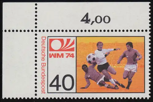 812 Coupe du monde de football 40 Pf ** coin o.l.