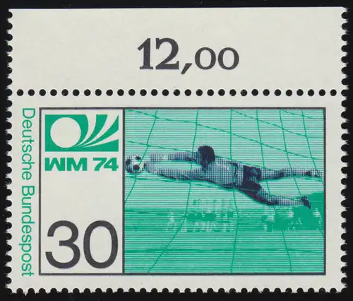 811 Fußballweltmeisterschaft 30 Pf ** Oberrand