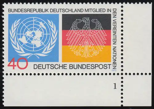 781 Deutschland UNO ** FN1 - Bogenecke Formnummer 1